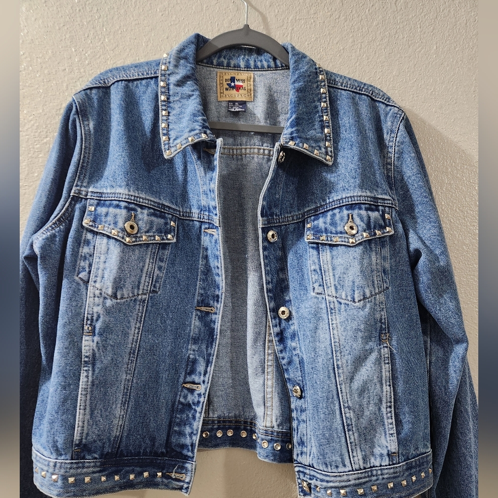 Don't Mess with Texas studded jean jacket